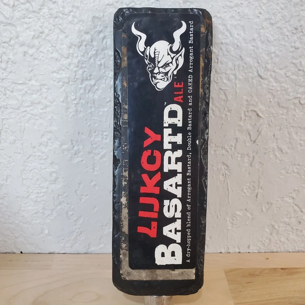 Stone Brewing Lukcy Basartd Ale RuinTen IPA Beer Tap Handle Double Sided Logo
